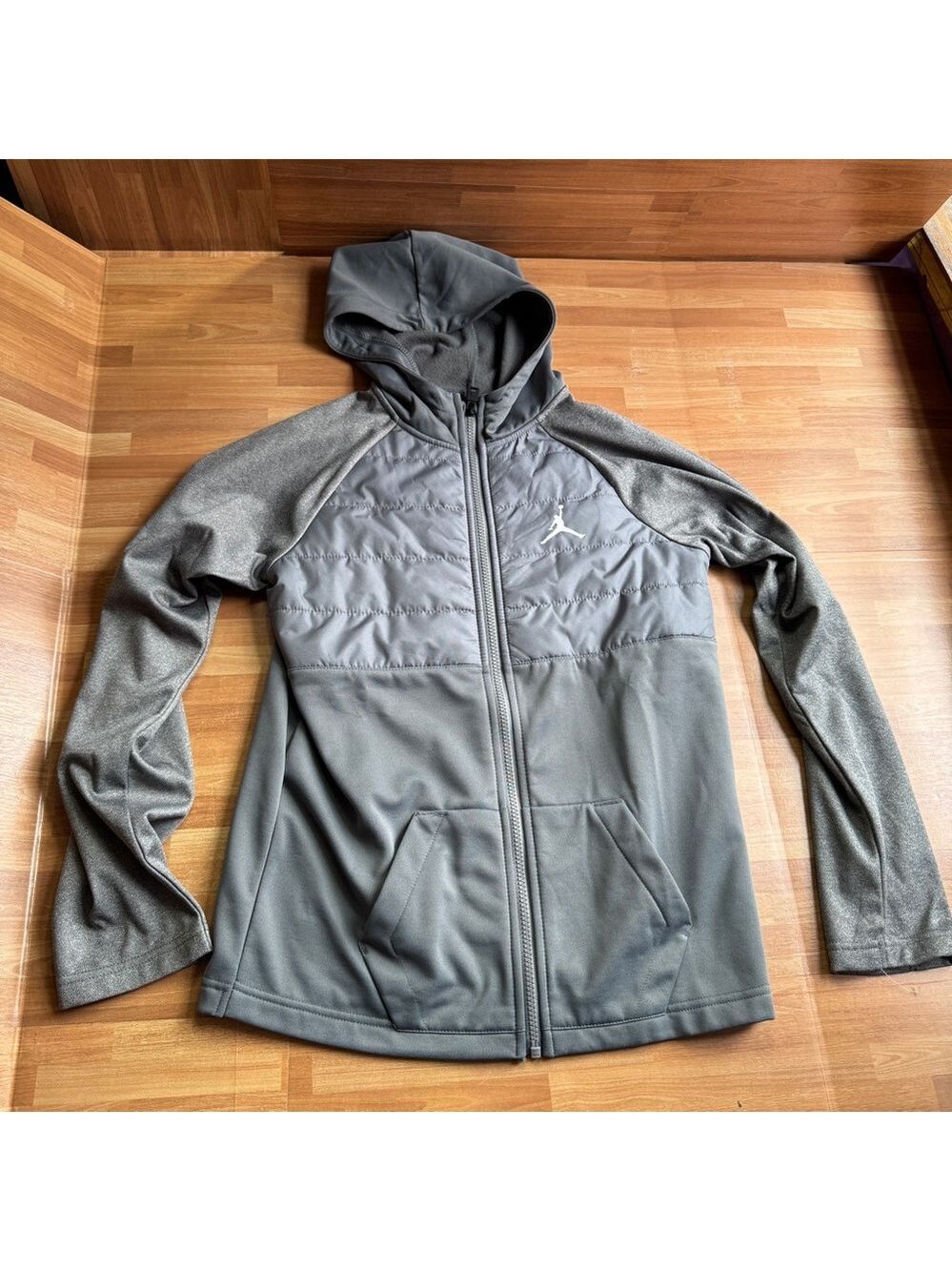 Jordan gray hooded boys jacket size 12/14